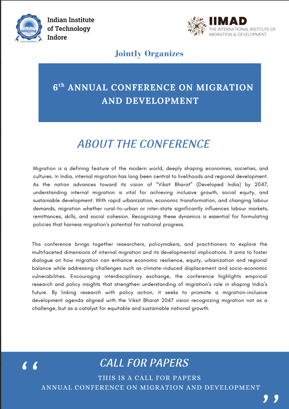 6TH ANNUAL CONFERENCE ON MIGRATION AND DEVELOPMENT